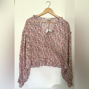 Easel Boho Floral Blouse | Button-Up | Women’s Medium | Long Sleeve | New